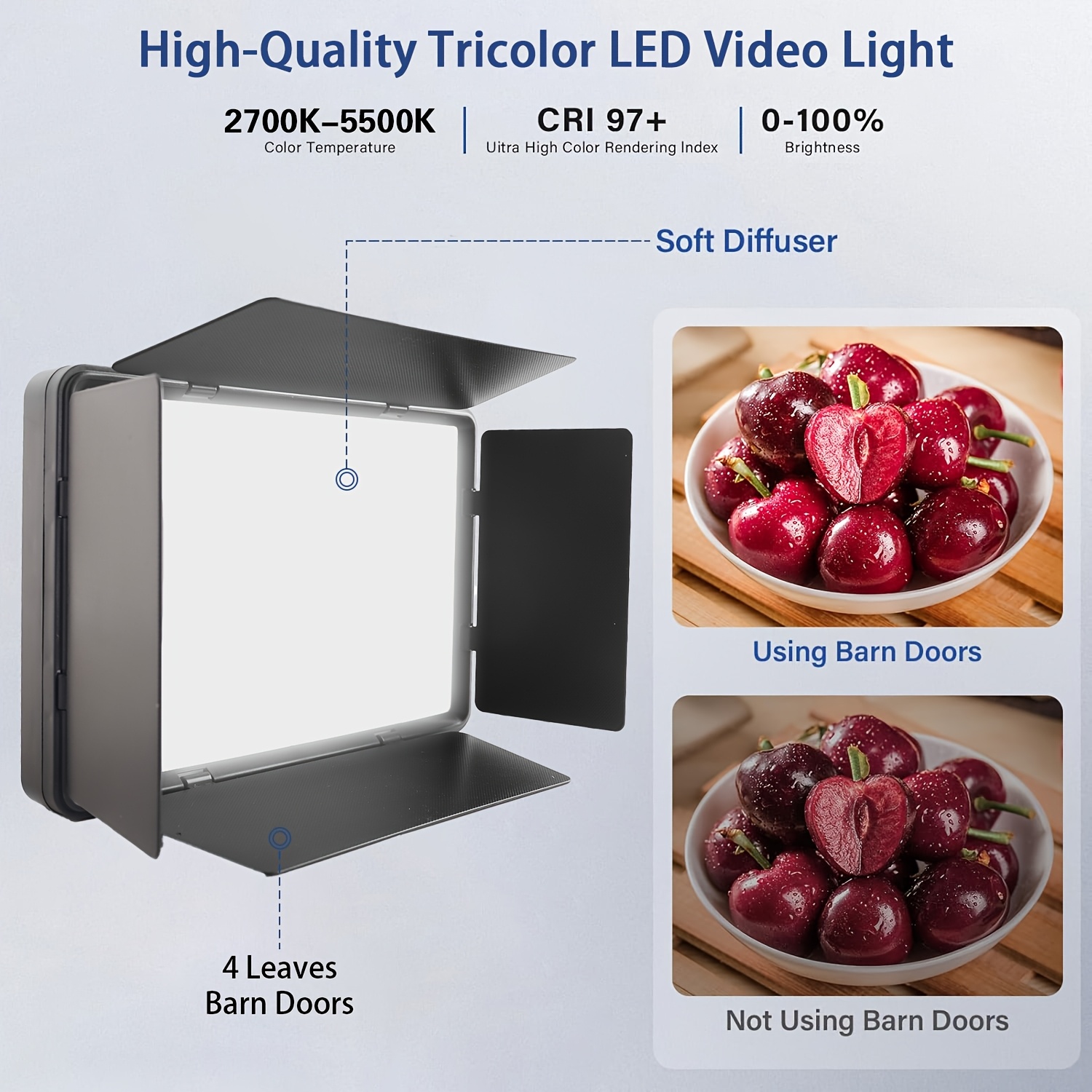 2 Sets LED Video Light Kit with Tripod, 3 Lighting Modes