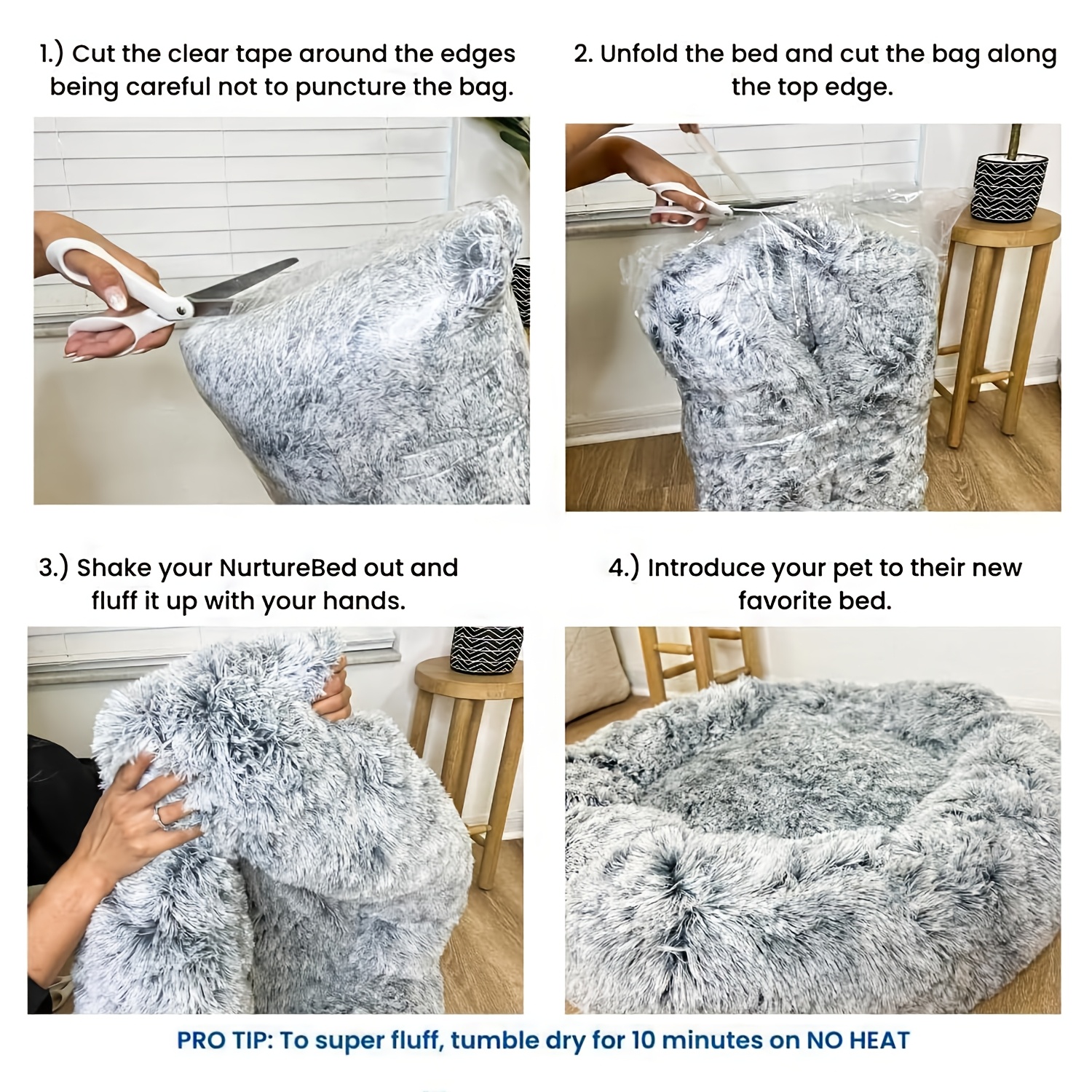 Plush Round Pet Bed Side View