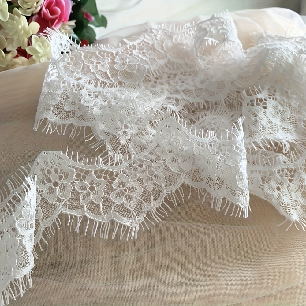 E-shop 3 Meter Wimpernspitze zum Schneiden für die Hochzeitskleid, High-End-Rand, romantische Blumen, Schleierkante, -Wimpernspitzenband, florale