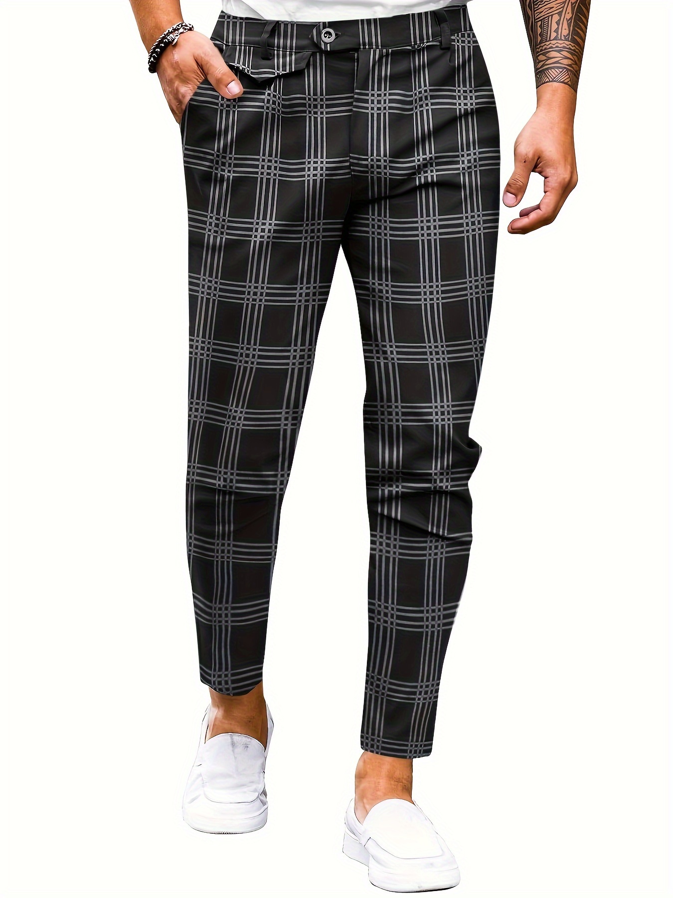mens chinos fit pants flat front stretch skinny tapered - Temu