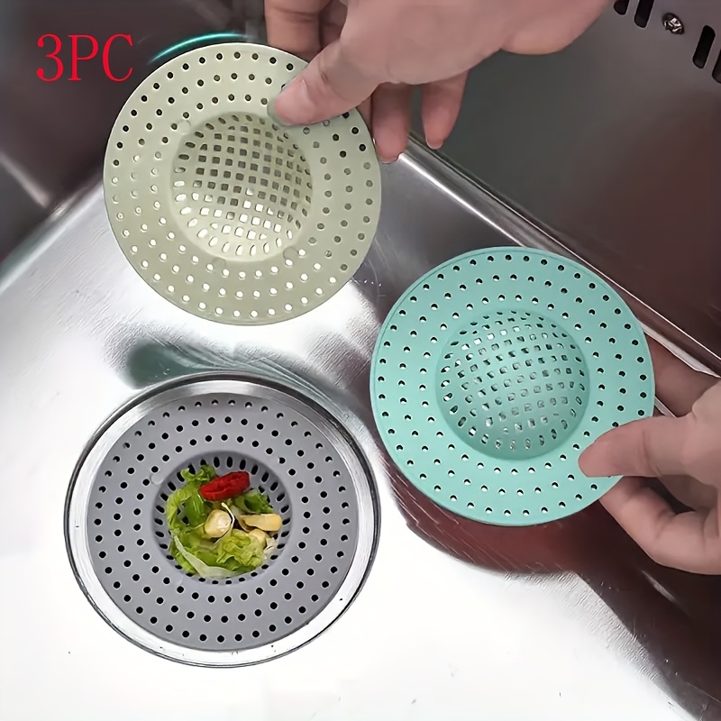 Image of 3pcs Kitchen Sink Strainer Set - Random Color Plastic Dish Drainer Filters, Anti-food Residue Clogging Mesh, Suitable For Bathroom And Toilet Drain Protection
