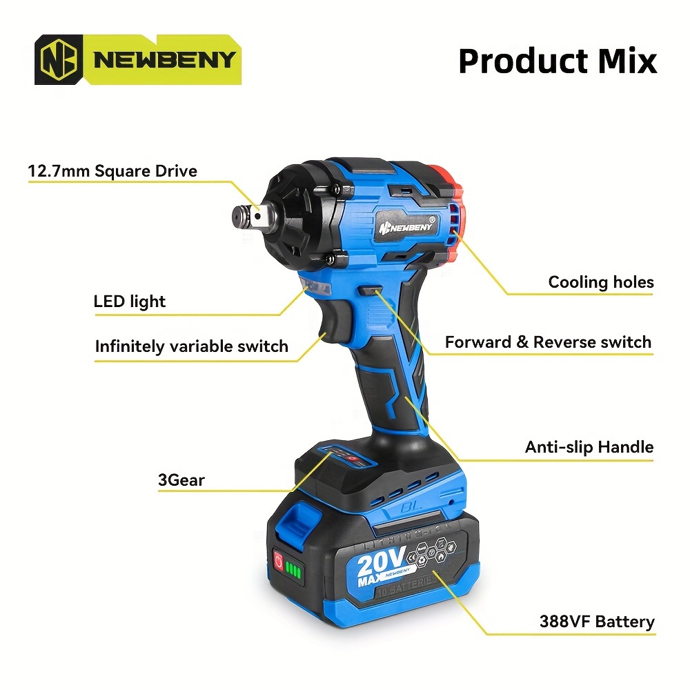 1000n.m brushless electric impact wrench high torque