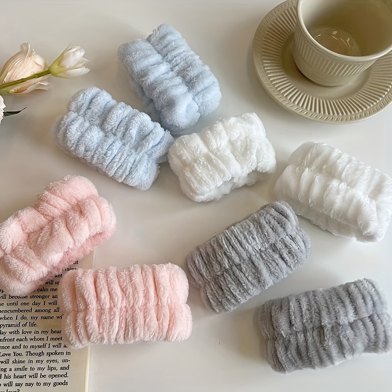 TEMU 8pcs Wristbands For Washing Face, Arm Sleeves, Moisture-proof Gadget, Ponytail Towel, Wide Plush Hair Ties