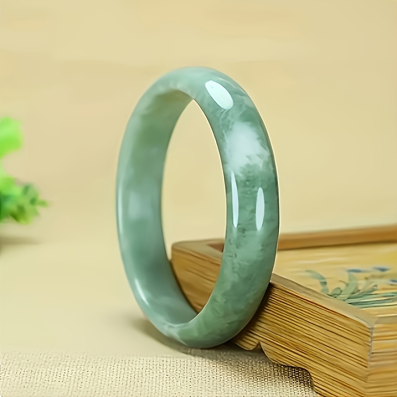 TEMU 1pc Elegant Warm Natural Stone Bangle Bangle Bracelet, Classic Retro Chinese Style Unisex Holiday Gift. Natural Is Normal. Subject To Actual
