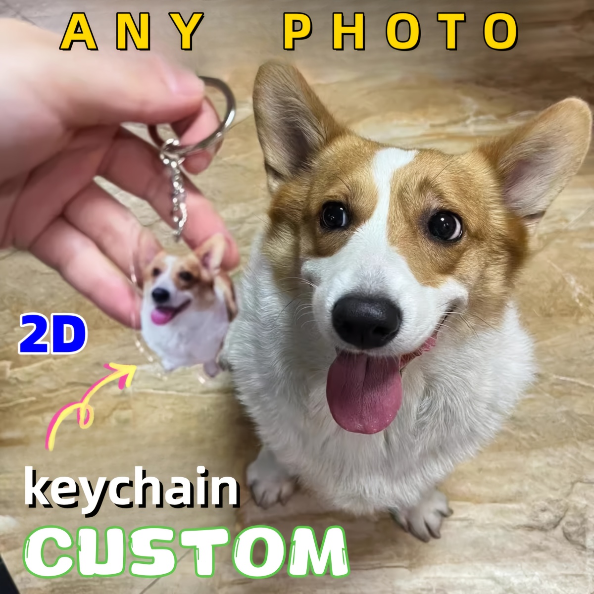 Keychain Personalized Corgi Gifts Custom Pet Photo Keychain
