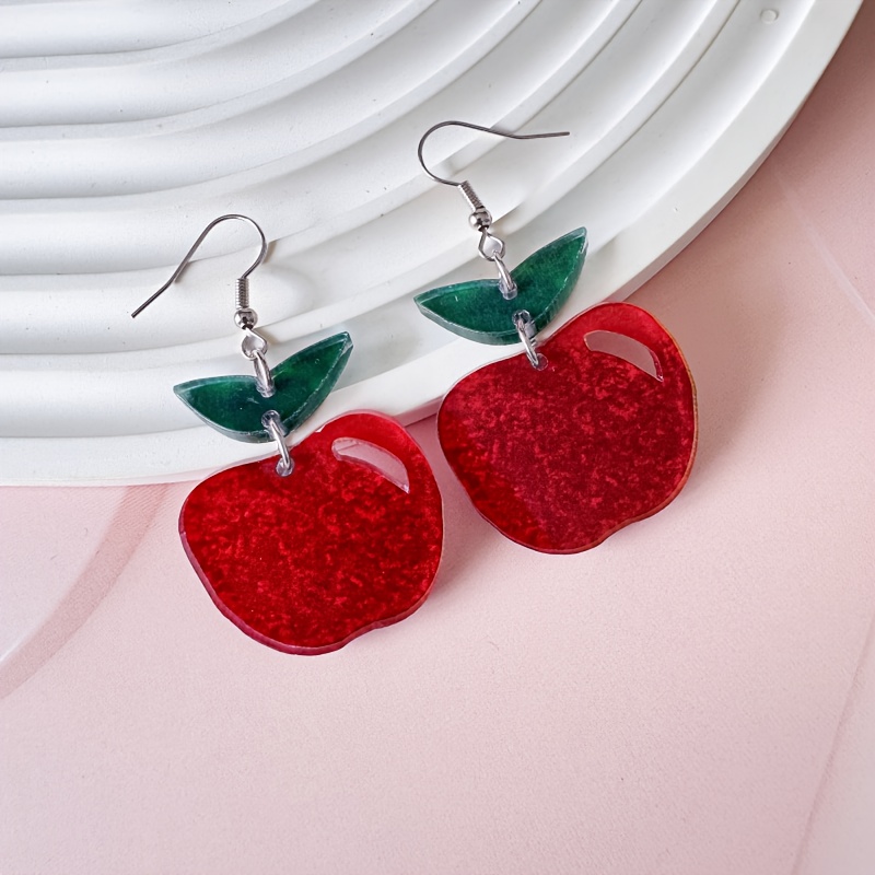 2d Flat - A Pair Of Earrings With Green Leaves - 2d Acrylic Design, , Perfect For Parties, Gifts, And Back To , Gift Earrings | Design, Quirky Earrings