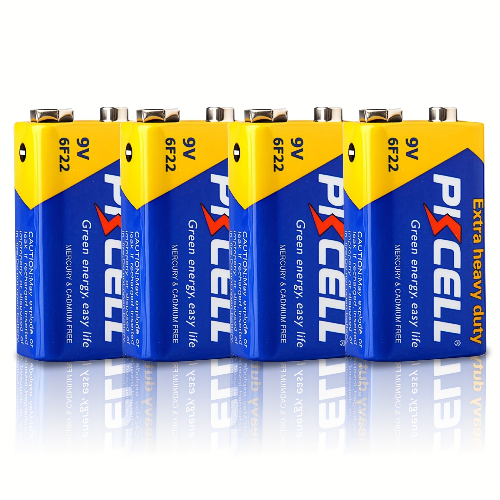 

4pcs Pkcell 9v Heavy Duty Zinc Carbon Batteries, 6f22 Extra Long Life For Smoke Detectors