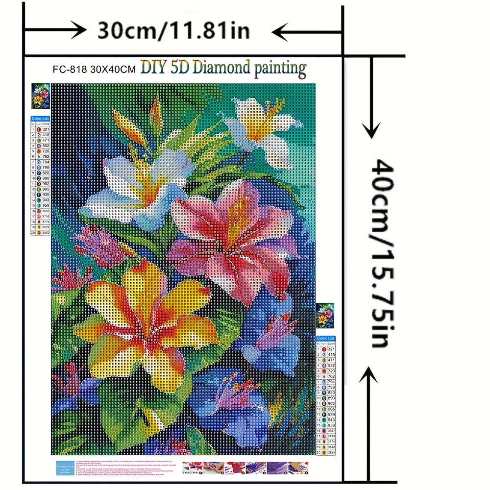 Image of 1pc Diamond Painting Full Diamond Flower Decor Mosaic 30 X 40 Cm/ X 15.75 Inches