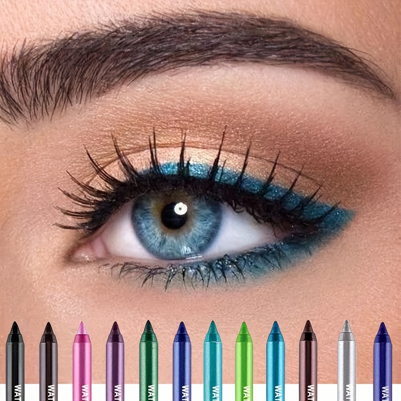 12pcs Waterproof Set of Eyeliner Pens with Shimmering Effects, Eyeshadow, Eyeliner, and Highlighter in a Mix of Color