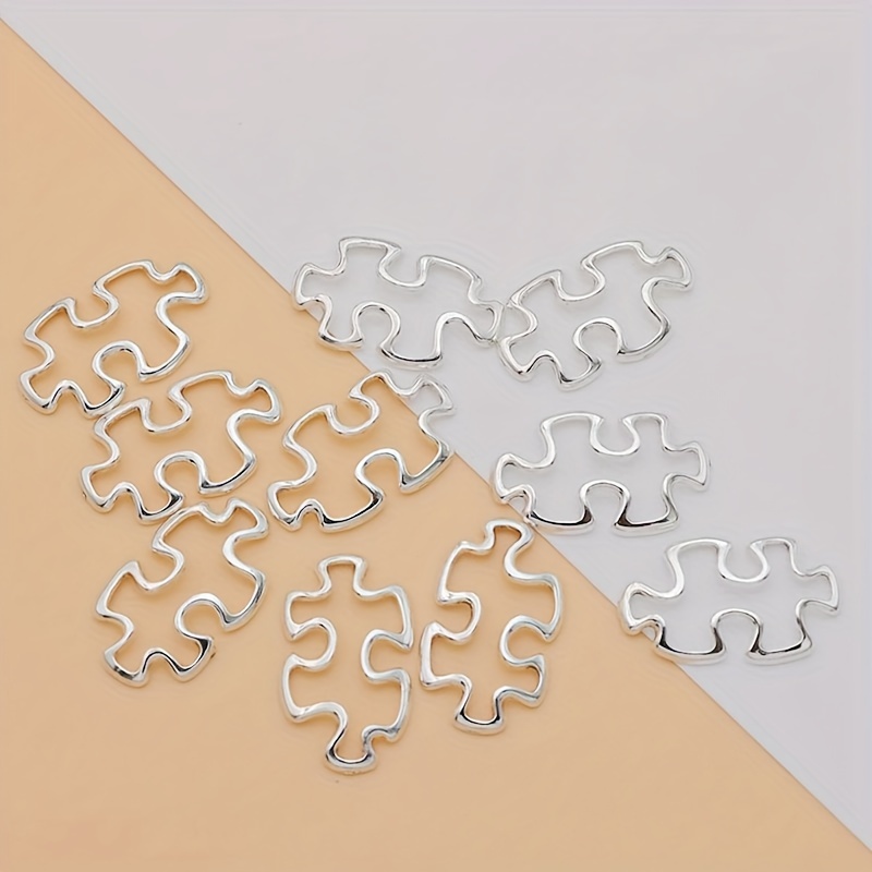 Set Of 10 Irregular Hollow Puzzles Made From Alloy, Featuring An Ancient Silvery And Tibetan Silvery End, Perfect For Bracelets, Earrings, Necklaces, And Hollow Pendants