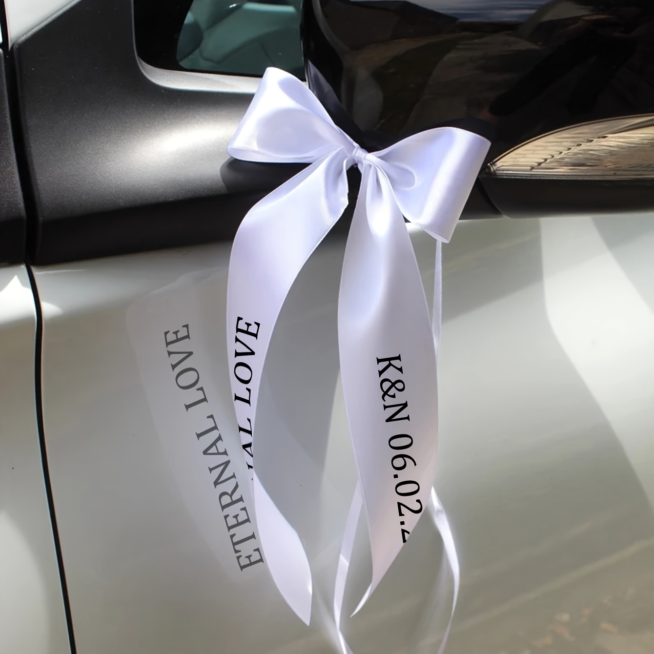 A Custom Wedding Car Decoration Satin Bow Tie Car Decoration Wedding Car Decoration Wedding Bow Tie Satin Bow Tie Satin Bow Ring Custom Ribbon Bow