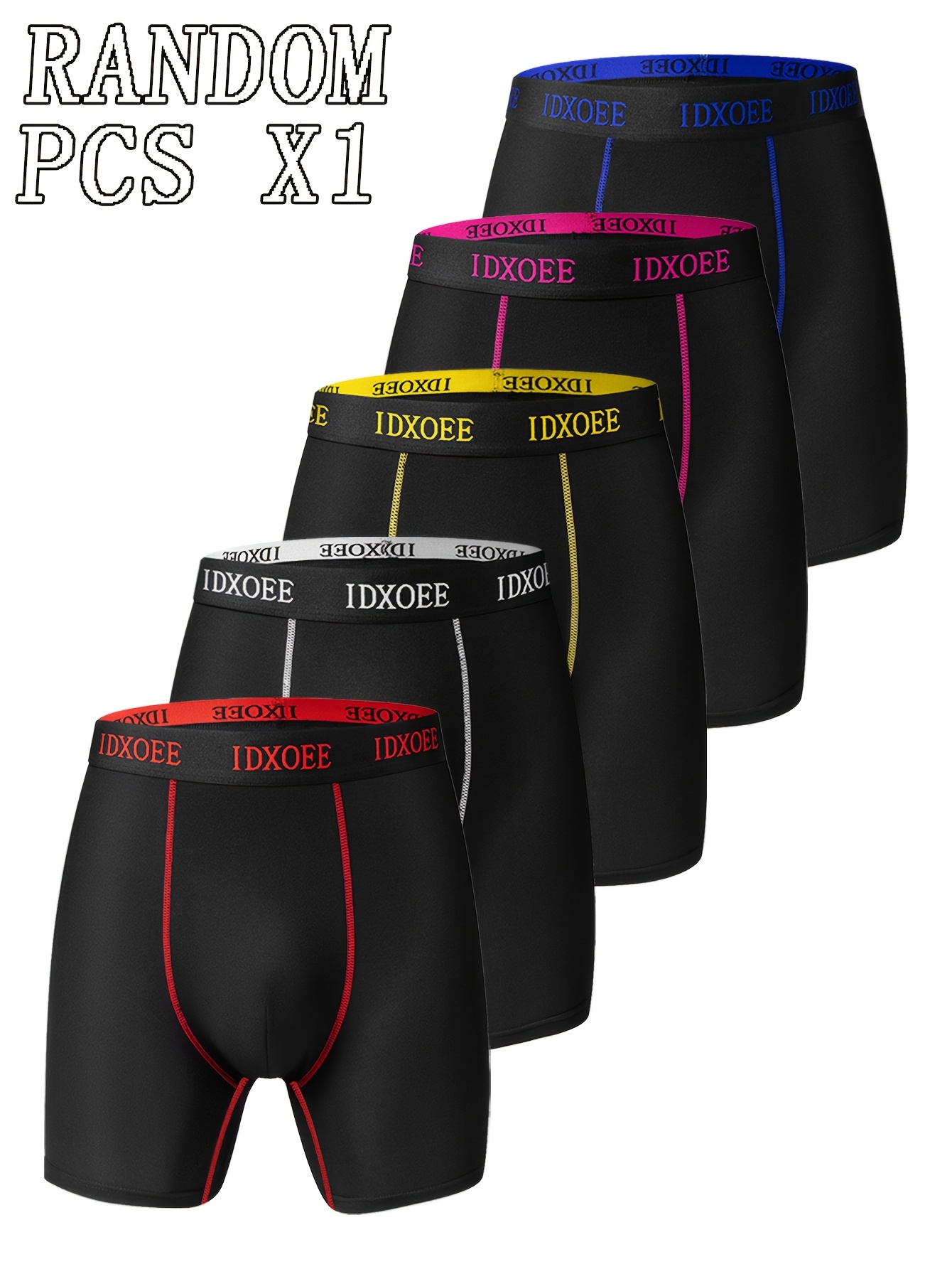 1/3/5pcs Random Men'S Comfortable Slim Shaping Underwear - Breathable, Elastic, Quick Drying, Elastic Waistband, Suitable for Spring Sports, Sports, And Casual Wear - Long Boxer Underwear - Soft, Lightweight, And Moisture Absorbing.