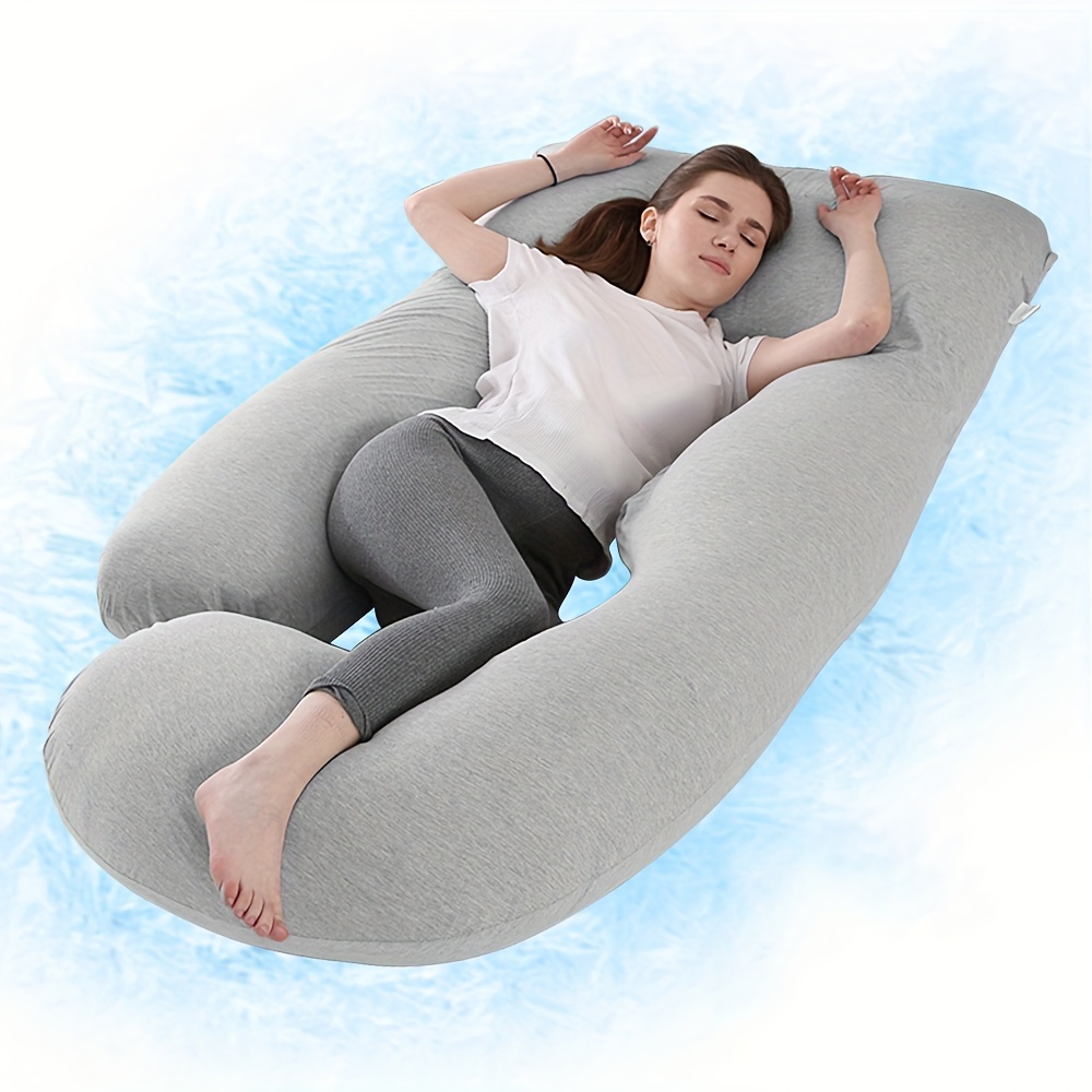 

Pregnancy Pillow With Cooling Cover, Side J Type Full-body Pillow For Back, Legs And Belly Support, Comfortable Slumber For Pregnant Women