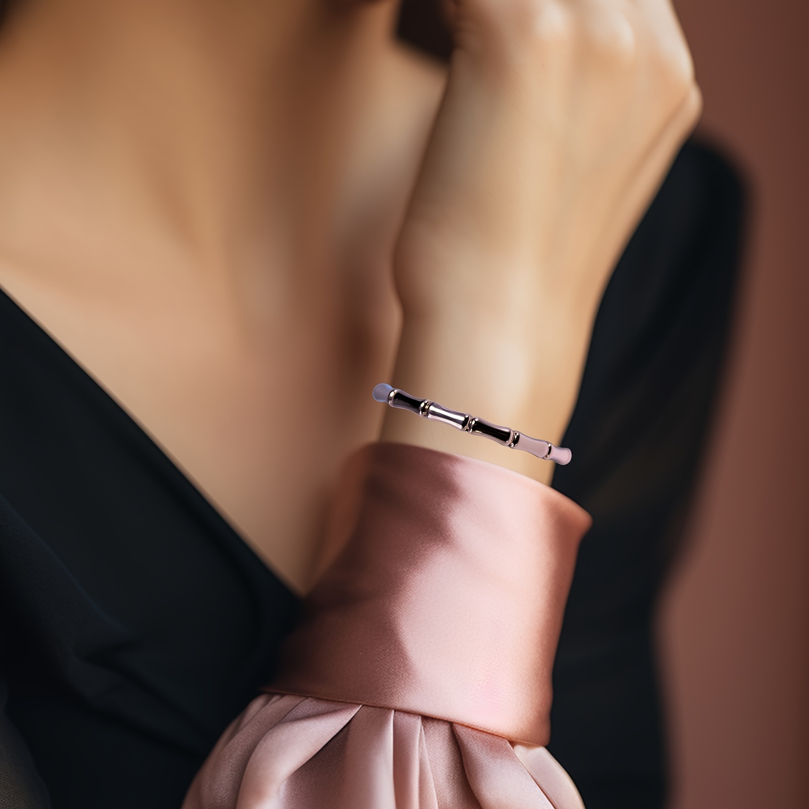 Minimalist Purple Bronze Cuff Bracelet Sleek Rectangular Link Versatile Jewelry