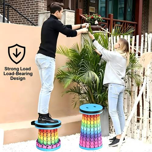 600lbs load capacity adjustable folding stool portable ret ctable ow round seat suitable for outdoor camping fishing bbq hiking gardening t vel parties and outdoor activities