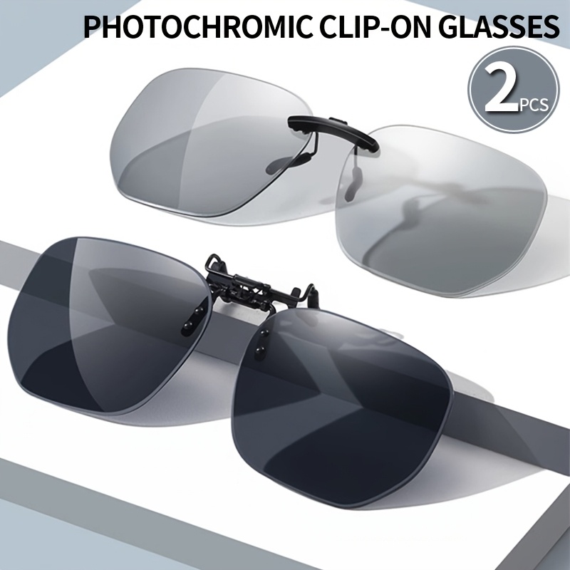 

2-pack Photochromic Polarized Glasses, Clip-on Glasses, For - Ideal For Driving, Hiking & Daily Activities, Perfect Photo Props, And Gift For Birthday, Holiday, Party, Christmas