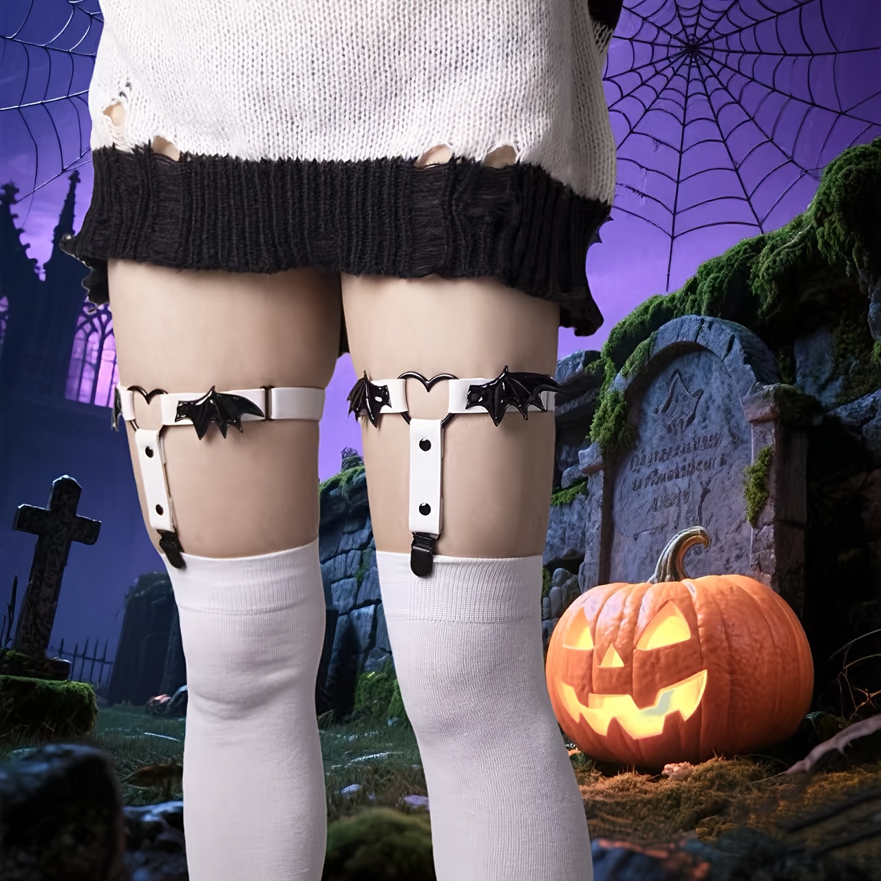 1 2pcs dark punk style garter belt bat wings heart little - Temu Bahrain