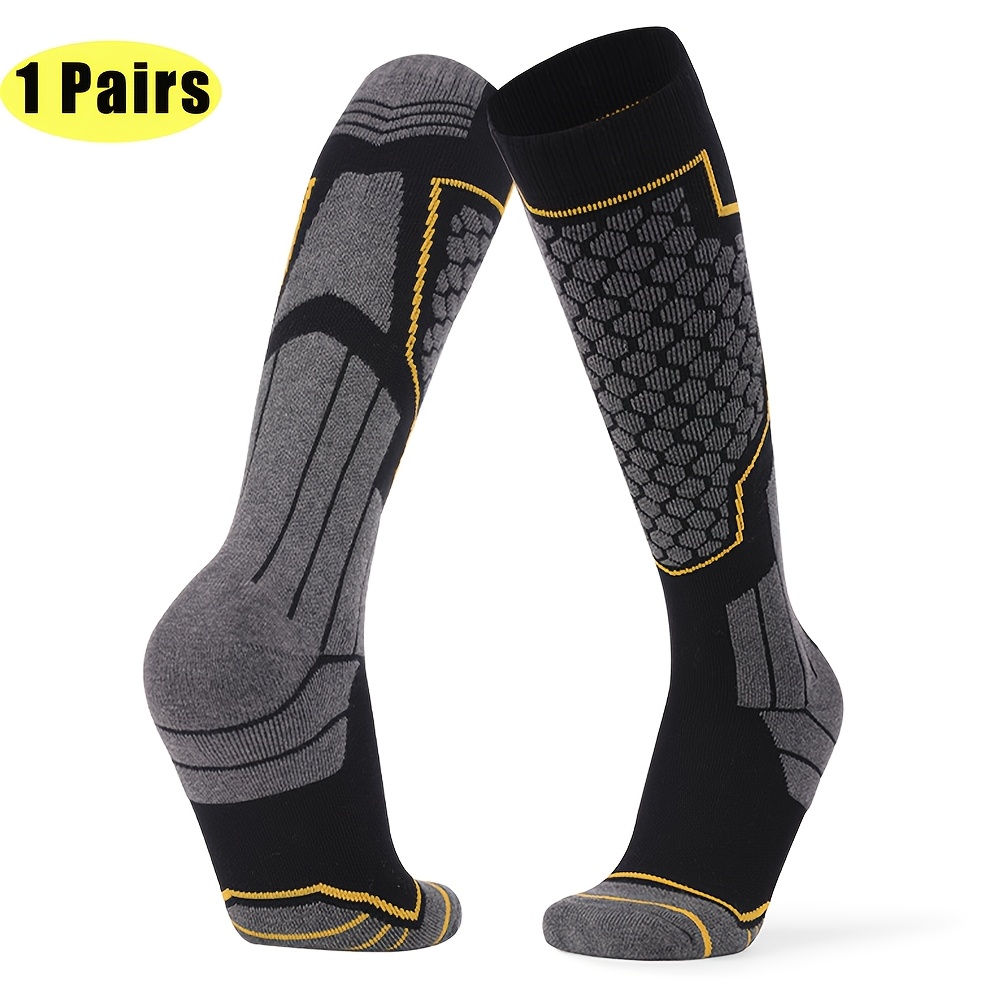 Image of 1 Pairs Winter Outdoor Thickened Long Ski Socks 39-46 Yards Men And Women Large Size Anti-slip Warm Professional Ski Socks Sports Towel Bottom Thickened High Socks Winter Long Socks