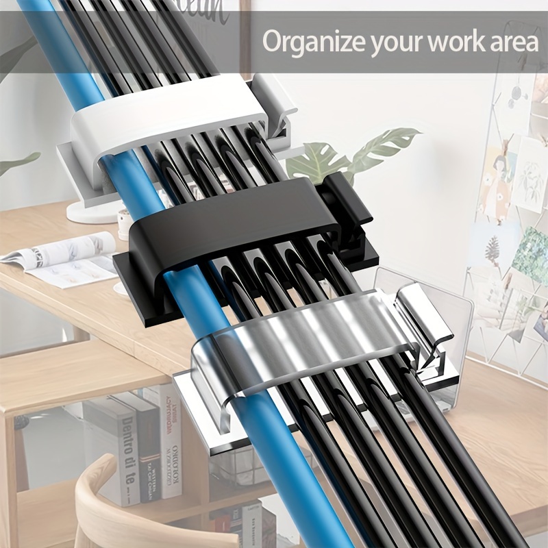 

10/50pcs Cable Management Clips: Organize Your Cables For A Tidy Desk - Suitable For Tv, Pc, Ethernet Cables