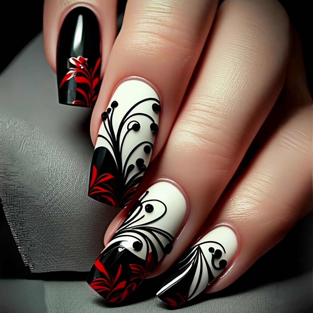 

24pcs Press-on Nails, , , Middle Length, Pre- Nail