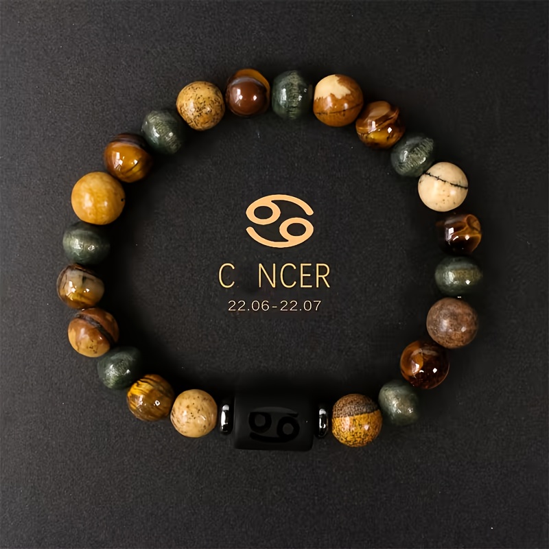 TEMU 1pc 12 Constellations Bracelet, Natural Stone Beaded Bracelet, Constellations Tiger Eye Stone Bracelet, Birthday Gift Valentines Day Gift