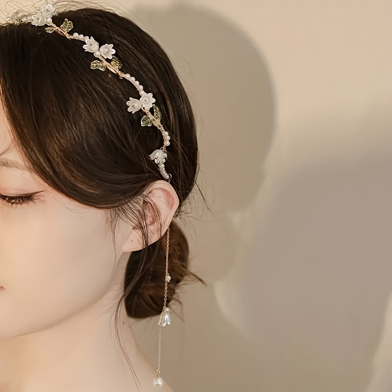E-shop Neuer Stil Maiglöckchen Imitationsperlen Haarband Stirnband Sommer Haarschmuck Mode Kopfbedeckung