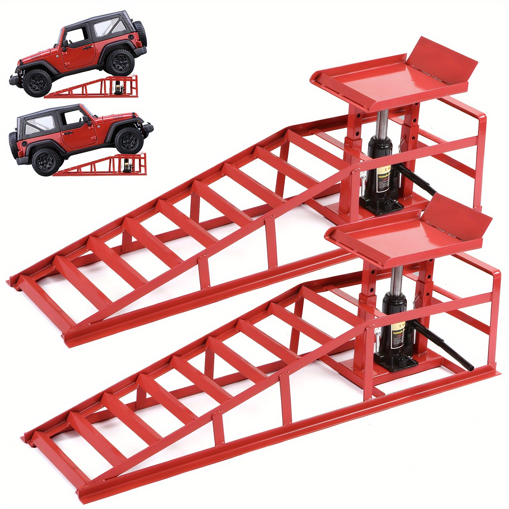 

Car Ramps 2 Pack Hydraulic High Lift Service Vehicle Ramps 5t 11023 Lbs Heavy Duty Steel Automotive Truck Wheel Ramps For Oil Changes With Support Jack For Diy Repair Stores Auto Beauty Stores