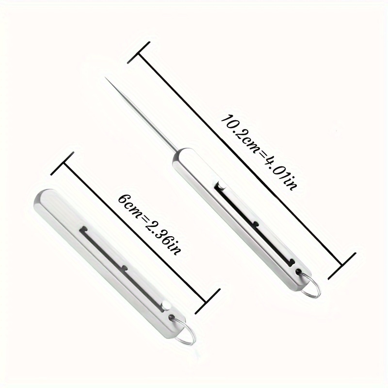 1 metal titanium toothpick portable keychain telescopic stainless steel toothpick reusable pocket toothpicks for camping traveling and picnics silvery details 1
