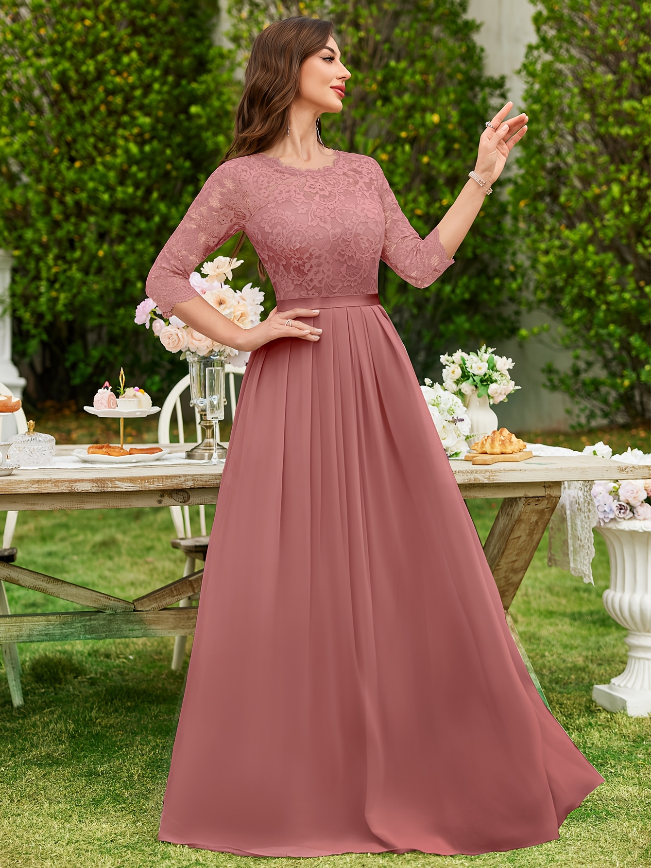 white see through lace dress Shona Joy - La Lune Cumulus Silk Lace Maxi Dress - Ivory main image 0