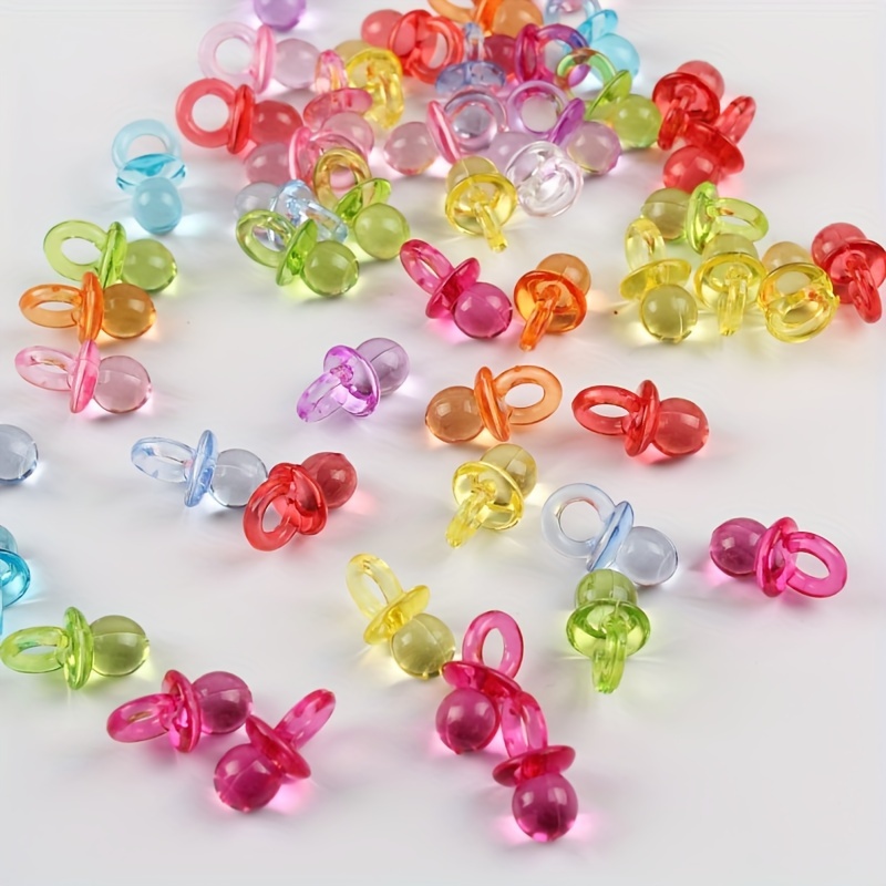 

100pcs, Creative Colorful Mini Acrylic Pacifier Shape Pendant Hanging Ring, Suitable For Diy Keychain Pendant, Jewelry, Party Event Decoration