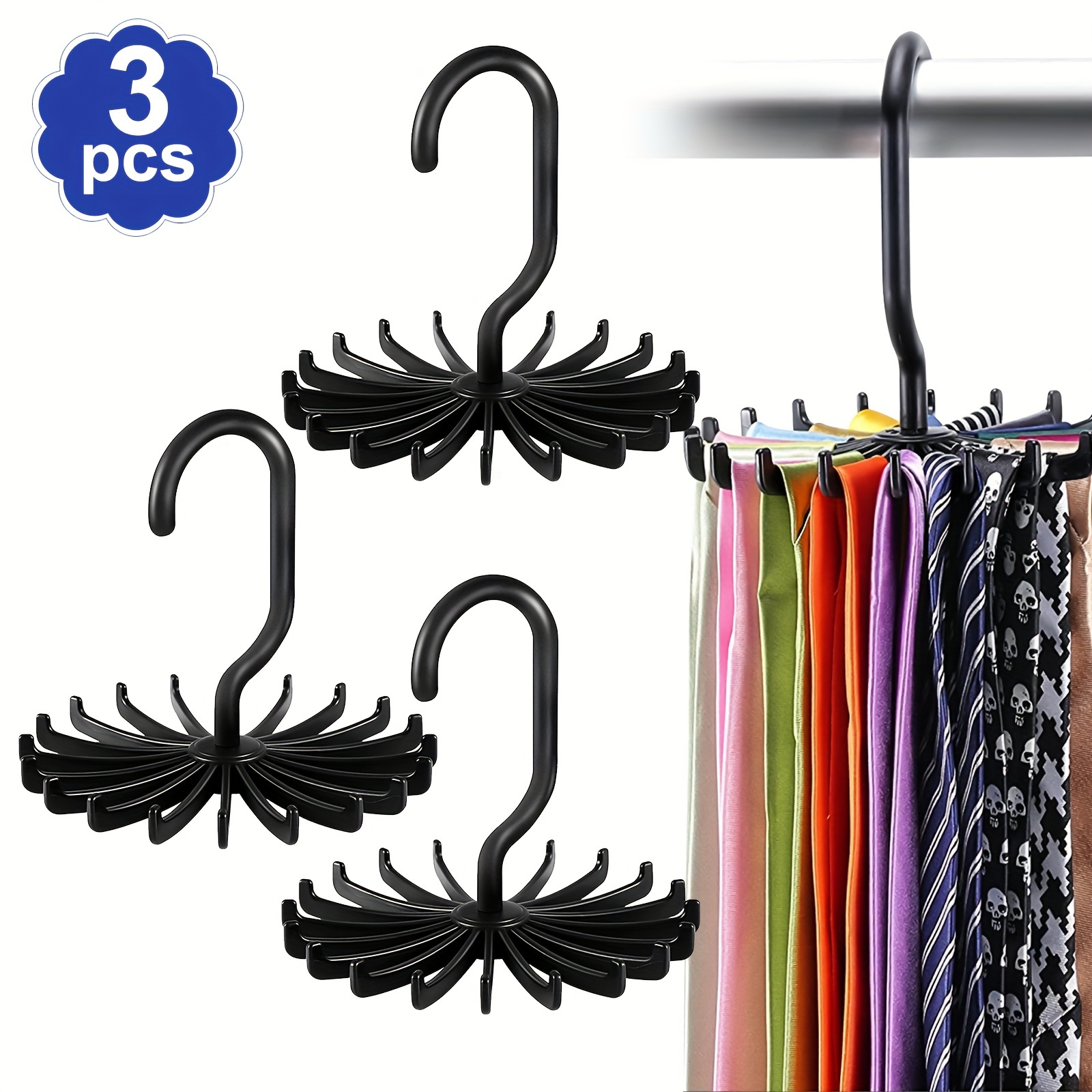 

3pcs Neck , 360° Rotating Belt Organizer With 20 , Hooks For Home And Travel, Space-saving