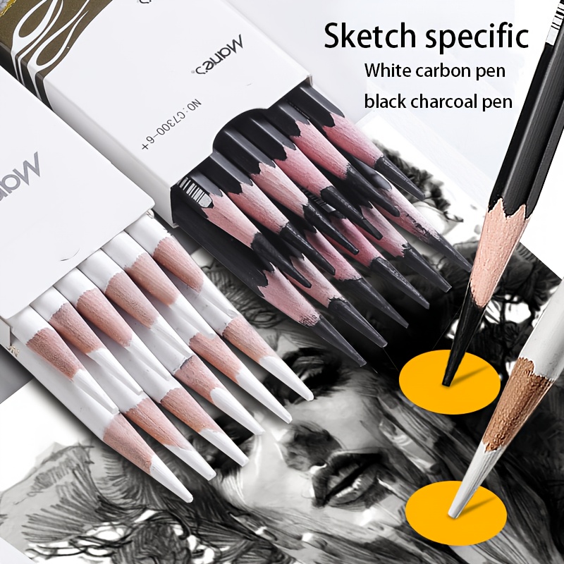 

3pcs White Charcoal Pen Art Student Pen Black Sketching Charcoal Pen Single Drawing Exam Pen, Sketching Pen Perfect Gift For Of