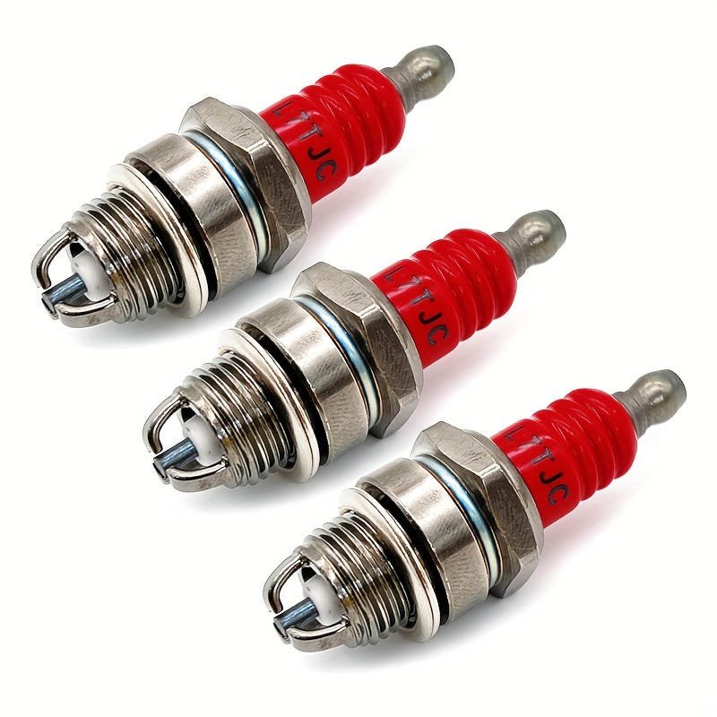 

3pcs L7tjc High-performance Spark Plugs For Gasoline Chainsaws & Brush Cutters - Durable, Multi-side Design With M14*1.25 Thread Size