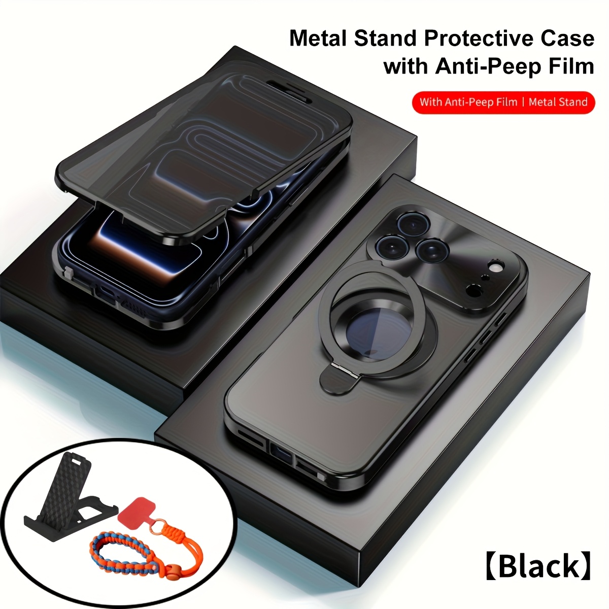 Image of Phone Case - Mobile Cover: Magnetic Full Metal Aluminum Alloy Case Designed For Iphone 17 Pro Max, Featuring A Creative Stand Ring Holder, Compatible With For Iphone 17 Pro, Dual-layer Protection
