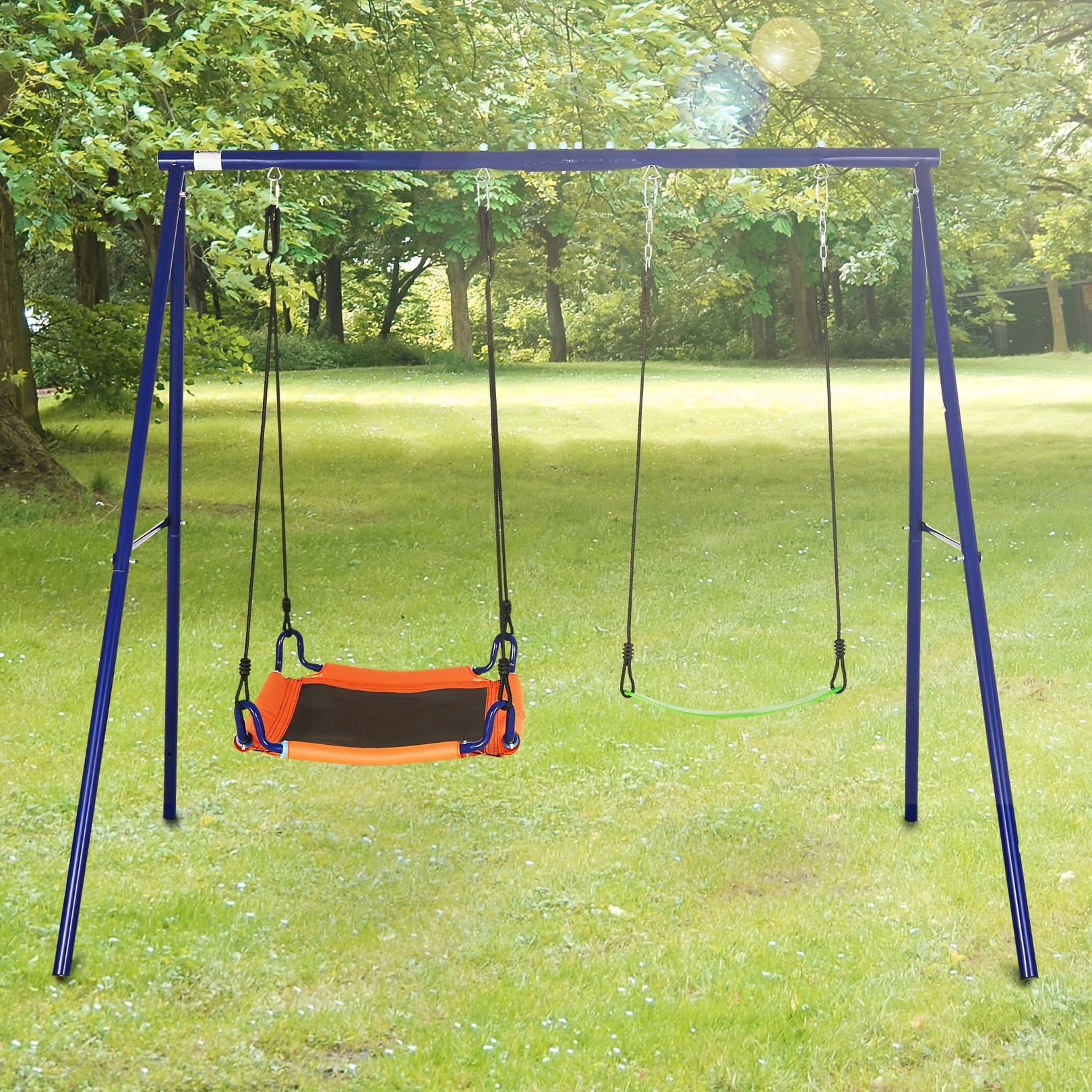 Columpios Para Patio Trasero Soporte De Columpio De Metal De En A De 440 Resistencia Impermeable 2 Asientos Columpio Para Ninos Con Plataforma Ajustable Columpio De Cinturon Para Parque Infantil Temu ...