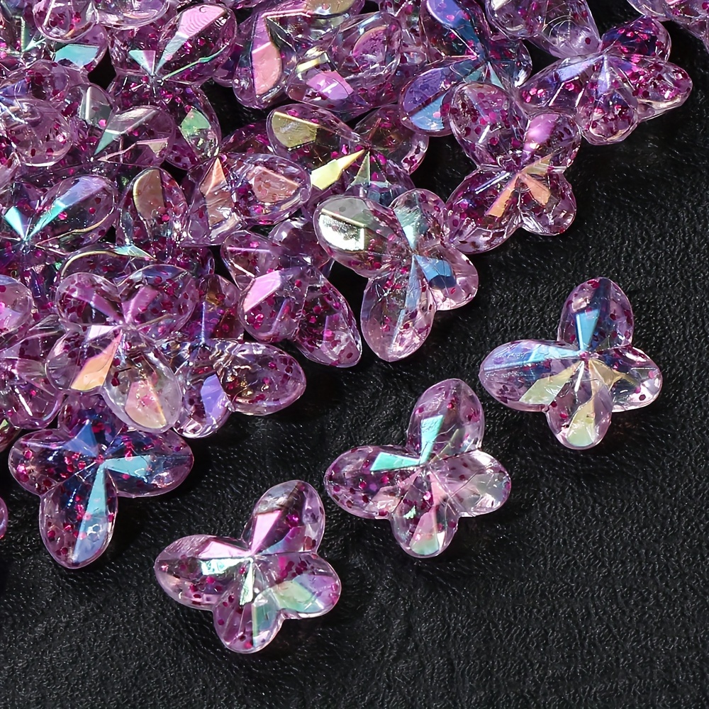 30pcs Clear Butterfly Beads for Jewelry Making & Crafts