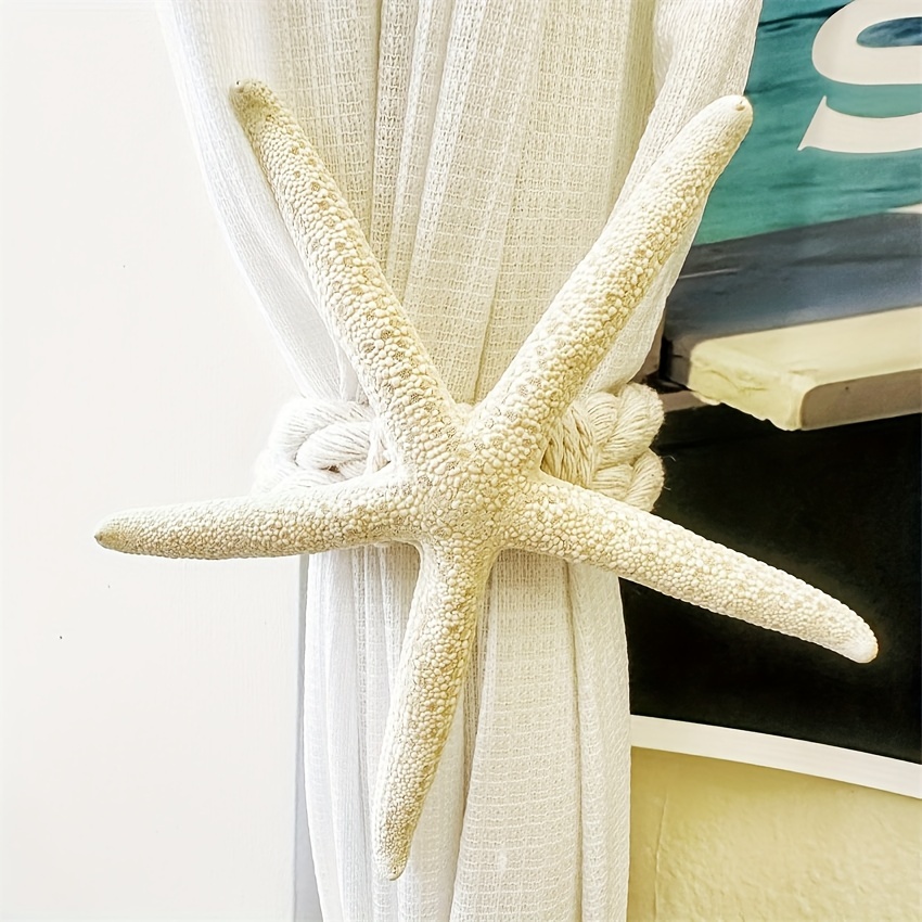 

Starfish Tieback For Home Decor - Resin Nautical Decorative Rope Window Accessory, Thanksgiving Ornament, No Feathers, Pack Of 1/2