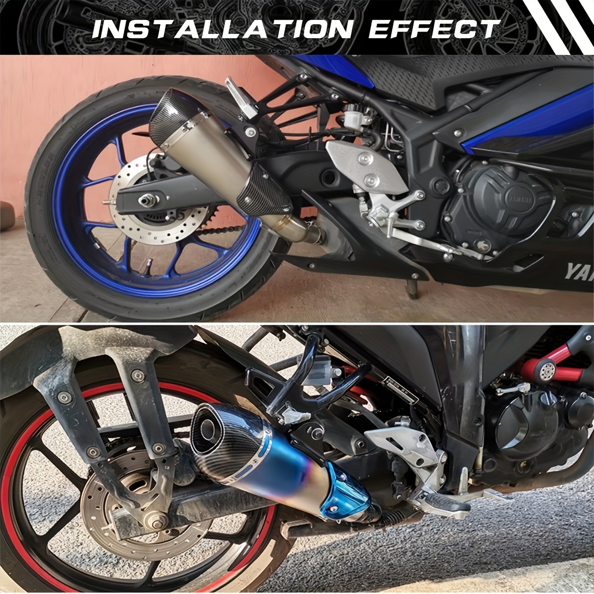 1pc universal   modified exhaust pipe 51mm exhaust suitable for r3 mt07 fz1 r6 r15 zx6r   z900   1000 cbr1000   and most other motorcycles installation use built in db killer details 2