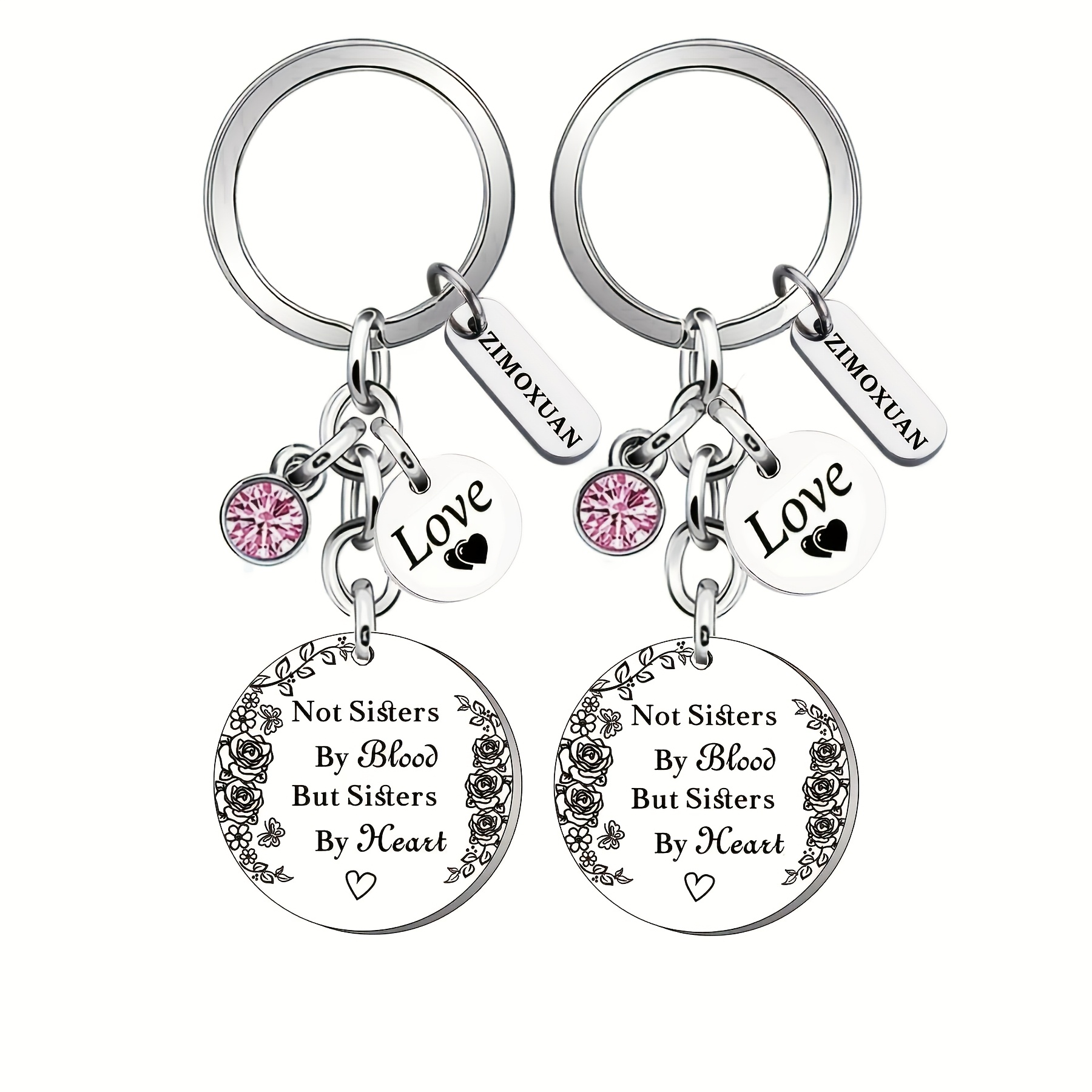 TEMU (2 Items) - "not Related By Blood, But " Friend Keychain - A Unique Birthday Gift For Sister, Best Friend, And Family