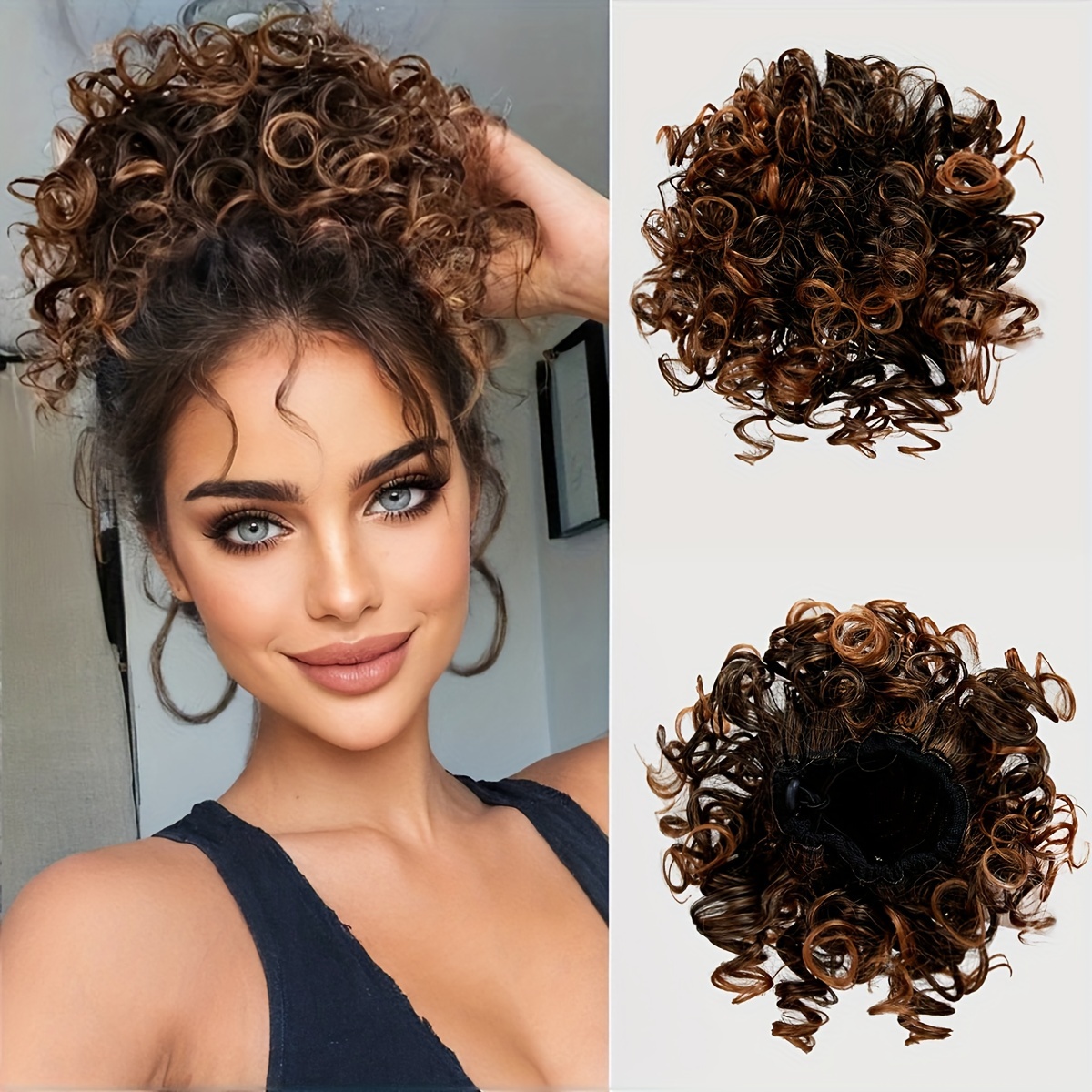 

Short Curly Ponytails Drawstring Ponytail Hair Piece For Women, 8 Inch Kinky Ponytail Extension Daily Party Accessories Christmas