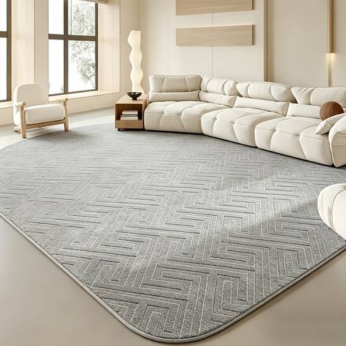 item picture 1pc short pile 3d embossed rug gray pattern living room non slip floor mat and soft large area rug for bedroom office or bedside
