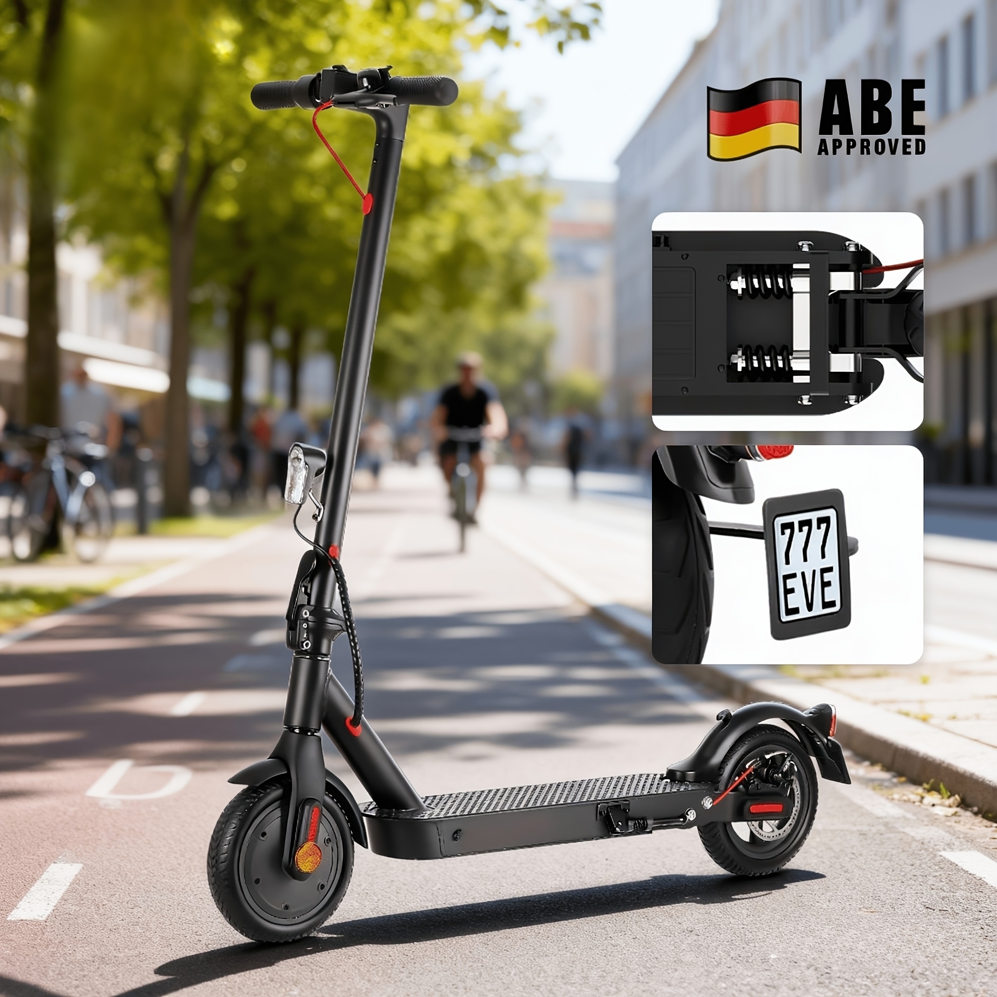 E-scooter With Road Approval, Max 30km Scooter, 8.5-inch Electric Roller With Suspension And App, Foldable E-scooter Up To 120kg, For Adults For Commuting.