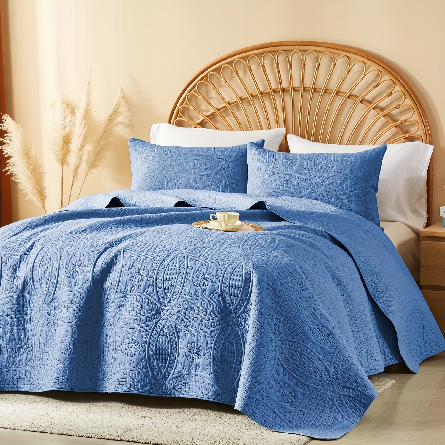 TEMU Queen Size 2/3pcs Ultrasonic Embossed Bedspreads - Soft, Lightweight, And Made Of 100% Microfiber. This Quilt Set Is Comfortable And Breathable
