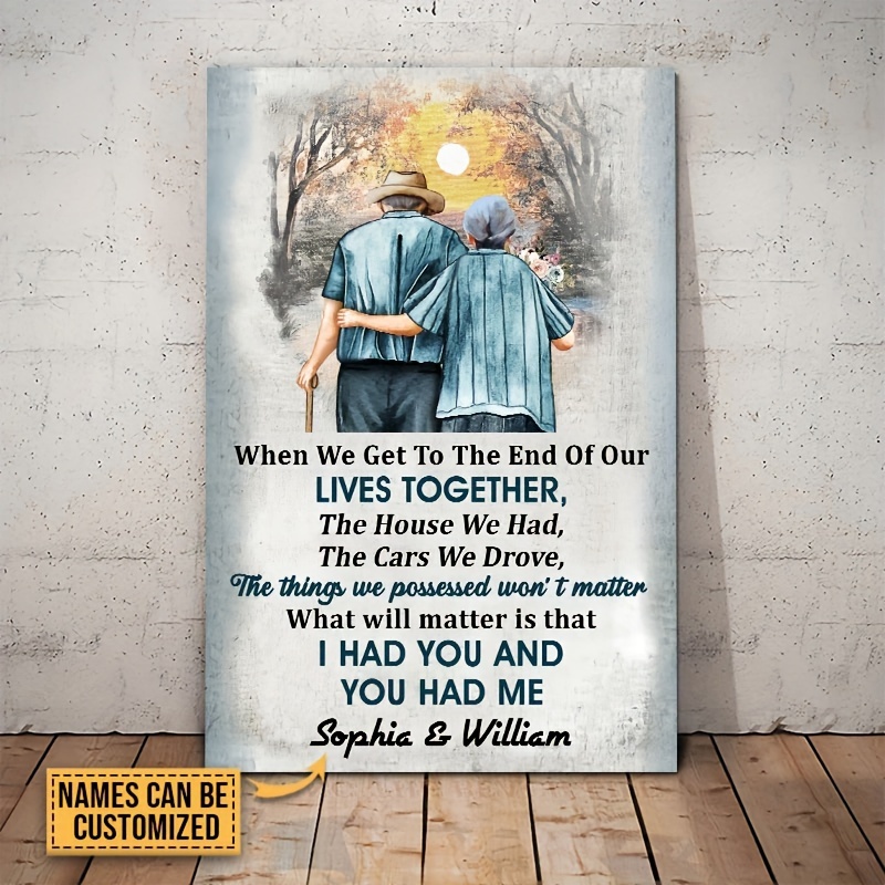 

1pc Custom Name Canvas Poster Family Vertical Old Couple I Had You And You Had Me Prints For Living Room Bedroom Decor Wedding Anniversary Gifts Unframed