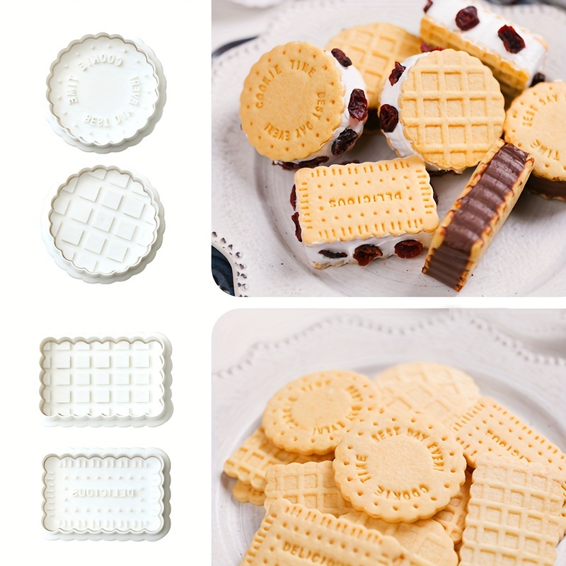 

4pcs, Waffle Cookie Molds, Biscuit Cutters, Reusable Biscuit Molds, Perfect For Diy Baking, Cake, Pastry Decoration, Baking Tools, Kitchen Gadgets, Kitchen Items