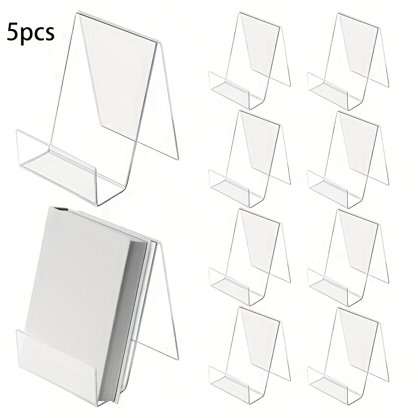 TEMU 5/ 30pcs Clear Acrylic Display Easel Holder - Contemporary Plastic Bookshelf For Pictures, Books, Sheet Music, Notebooks, , Cds