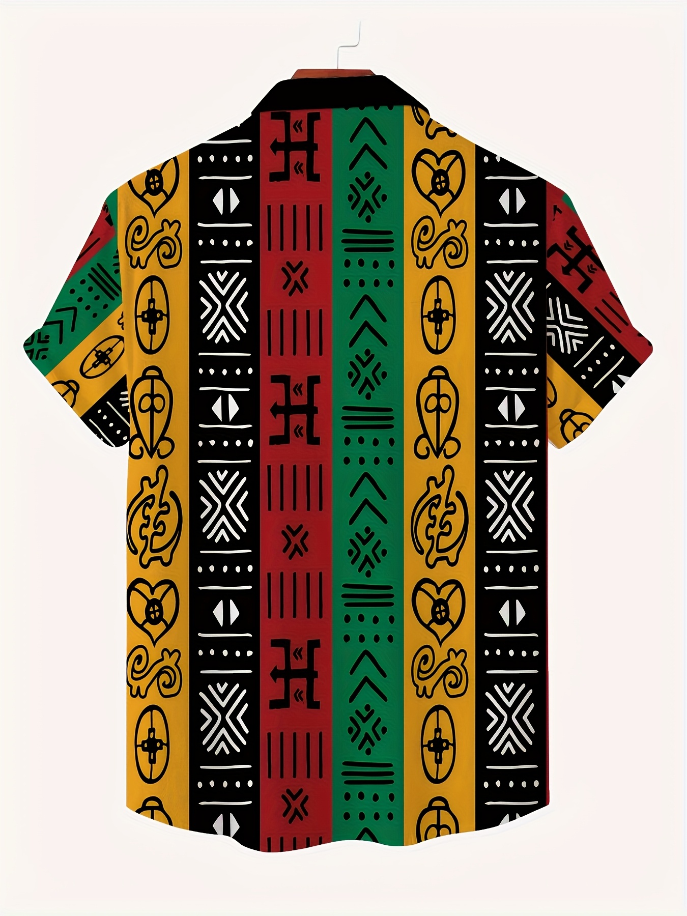Striped Bohemian Men'S 3D Digital Print Shirt, Ethnic Style Short-Sleeve Shirt, a Gift for Men