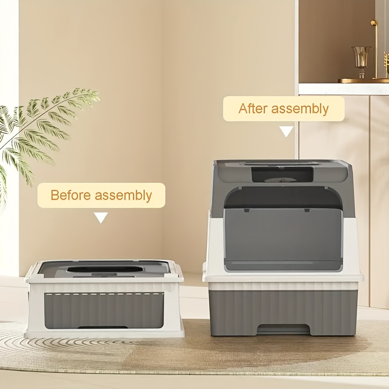 [Litière pliante] Litière pour Chat Pliante Entièrement Fermée avec Tiroir Anti-Odeurs et Pare-Éclaboussures