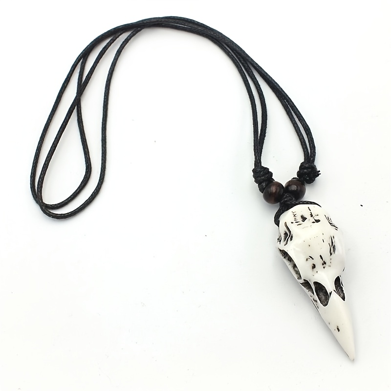 TEMU 1pc Crow Skull Pendant Resin Necklace Gothic Gift Bird Pendant Men Women Halloween Decoration Gift