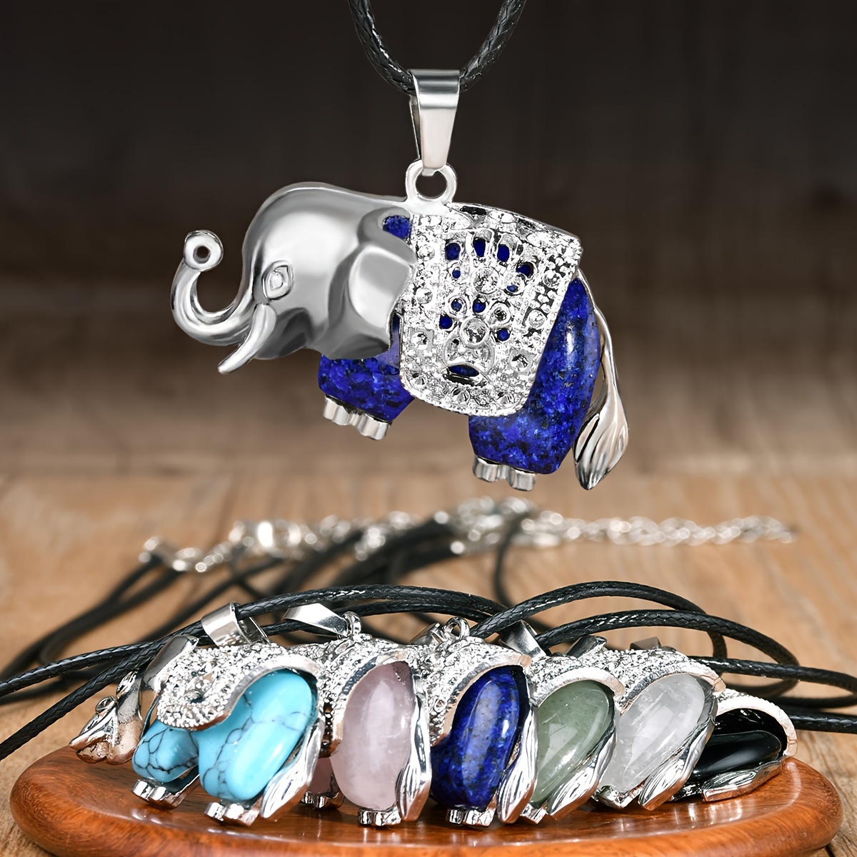 

A Vintage Lapis Elephant Pendant Necklace With A Bohemian Style, Elegant Gift , Autumn And Winter, .